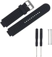 lichifit silicone watch band strap replacement wristband for garmin forerunner 220 230 235 630 620 735 watch - black, with pins & tools logo