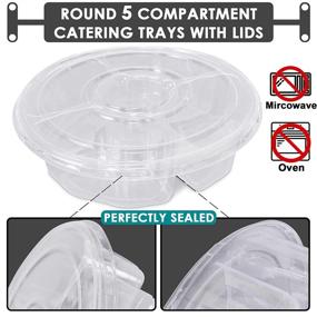 img 1 attached to 🍽️ 8-Pack of 10 Inch Round Plastic Appetizer Trays with Lids - 5 Compartment Containers for Food Serving, Dip Platters - Clear PET Disposable Storage for Party and Buffet - Ideal Kids Snack, Veggie Fruit Travel Organizers