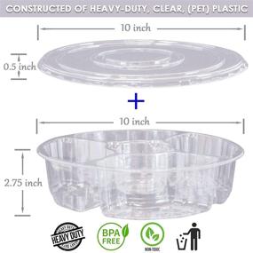 img 3 attached to 🍽️ 8-Pack of 10 Inch Round Plastic Appetizer Trays with Lids - 5 Compartment Containers for Food Serving, Dip Platters - Clear PET Disposable Storage for Party and Buffet - Ideal Kids Snack, Veggie Fruit Travel Organizers