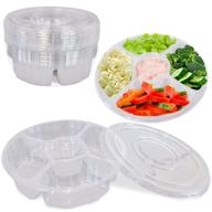 🍽️ 8-pack of 10 inch round plastic appetizer trays with lids - 5 compartment containers for food serving, dip platters - clear pet disposable storage for party and buffet - ideal kids snack, veggie fruit travel organizers логотип