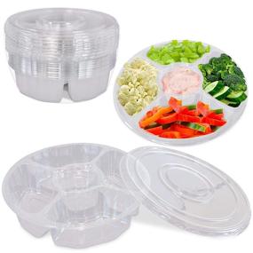 img 4 attached to 🍽️ 8-Pack of 10 Inch Round Plastic Appetizer Trays with Lids - 5 Compartment Containers for Food Serving, Dip Platters - Clear PET Disposable Storage for Party and Buffet - Ideal Kids Snack, Veggie Fruit Travel Organizers