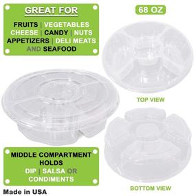 img 2 attached to 🍽️ 8-Pack of 10 Inch Round Plastic Appetizer Trays with Lids - 5 Compartment Containers for Food Serving, Dip Platters - Clear PET Disposable Storage for Party and Buffet - Ideal Kids Snack, Veggie Fruit Travel Organizers