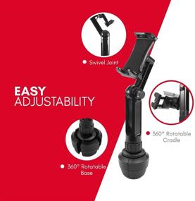 img 1 attached to Macally Heavy Duty Tablet Holder for Car - Cup Holder Tablet Mount or Phone Cup Holder - Fits Devices 3.5-8” Wide with Case - Adjustable iPad Car Mount (360° Rotatable)