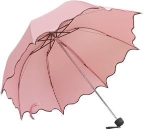img 3 attached to ☂️ Folding Ruffled Parasol Umbrella for Sun and Rain