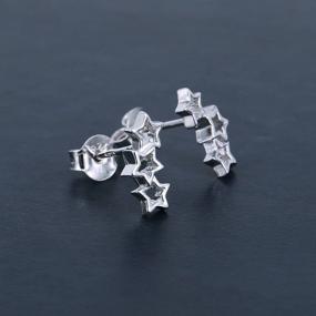 img 2 attached to ⭐️ Sleek Sterling Silver Star Stud Earrings: AoedeJ Unique Ear Climber & Crawler Cuff Earrings