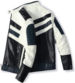 img 2 attached to Cbyezy Stand-Up Collar Men's Motorcycle Racing Suit: Color-Blocking PU Simulation Leather Jacket