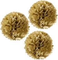 🎉 set of 3 gold metallic tissue pom poms party decorations for weddings, birthday parties, baby showers, and nursery décor - wrapables 12 logo