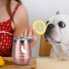 img 3 attached to 🐶 Dog Themed Wine Tumbler Gift: "No More Drinking Alone with the Dog Home" - Funny Wine Tumbler for Dog Mom, Pet Lover, Fur Mom - 12 Oz Insulated Stainless Steel Wine Tumbler with Lid, Rose Gold