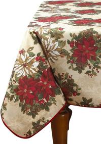 img 2 attached to 🎄 Violet Linen Christmas Poinsettia Tablecloth: Premium Food Service Equipment & Supplies in Tabletop & Serveware