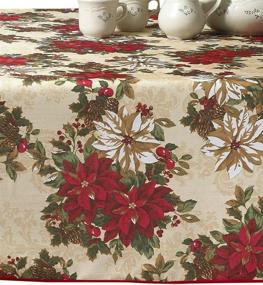 img 1 attached to 🎄 Violet Linen Christmas Poinsettia Tablecloth: Premium Food Service Equipment & Supplies in Tabletop & Serveware