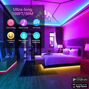 img 3 attached to 🔮 100 ft LED Lights for Bedroom, GUSODOR Ultra Long RGB LED Strip with APP Control, Color Changing Smart Lights, 44 Keys Remote, 5050 DIY Mode for Room Kitchen Ceiling Christmas Party Cabinet