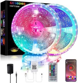 img 4 attached to 🔮 100 ft LED Lights for Bedroom, GUSODOR Ultra Long RGB LED Strip with APP Control, Color Changing Smart Lights, 44 Keys Remote, 5050 DIY Mode for Room Kitchen Ceiling Christmas Party Cabinet