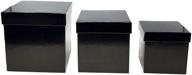 🎁 square black glossy 3-piece nesting gift boxes in black logo