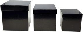 img 3 attached to 🎁 Square Black Glossy 3-Piece Nesting Gift Boxes in Black