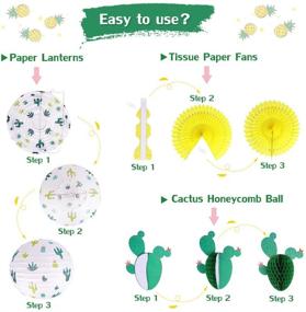 img 2 attached to 🌵 Cactus Party Decorations Set - Hawaiian Tropical Cactus Hanging Paper Lanterns and Honeycomb Tissue Paper Fans for Llama Birthday, Summer Party, Home Decoration - Green