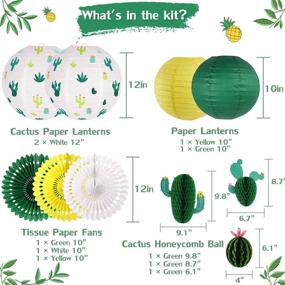 img 3 attached to 🌵 Cactus Party Decorations Set - Hawaiian Tropical Cactus Hanging Paper Lanterns and Honeycomb Tissue Paper Fans for Llama Birthday, Summer Party, Home Decoration - Green
