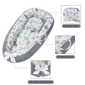 img 2 attached to 👶 Breathable Cotton Baby Lounger Nest for Cosleeping Bed Bassinet - Perfect for Travel and Napping Baby - Includes Pillow - Shower Gift