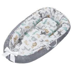 img 4 attached to 👶 Breathable Cotton Baby Lounger Nest for Cosleeping Bed Bassinet - Perfect for Travel and Napping Baby - Includes Pillow - Shower Gift