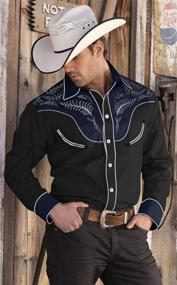 img 2 attached to COOFANDY Western Cowboy Embroidered Sleeve Men's Clothing in Shirts