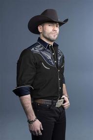 img 3 attached to COOFANDY Western Cowboy Embroidered Sleeve Men's Clothing in Shirts