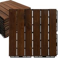 🪵 mammoth sustainably sourced acacia wood deck tiles - secure interlocking system, water resistant, pack of 11 (11 sqft) - perfect for outdoor patios or composite deck flooring (stripe) logo