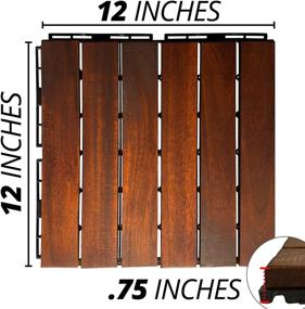 img 3 attached to 🪵 Mammoth Sustainably Sourced Acacia Wood Deck Tiles - Secure Interlocking System, Water Resistant, Pack of 11 (11 SQFT) - Perfect for Outdoor Patios or Composite Deck Flooring (Stripe)