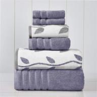 🌿 amrapur overseas 6-piece yarn dyed organic vines jacquard/solid ultra soft 500gsm 100% combed cotton towel set [grey lavender]: luxurious organic vines jacquard towel set for unmatched softness logo