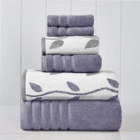 img 4 attached to 🌿 Amrapur Overseas 6-Piece Yarn Dyed Organic Vines Jacquard/Solid Ultra Soft 500GSM 100% Combed Cotton Towel Set [Grey Lavender]: Luxurious Organic Vines Jacquard Towel Set for Unmatched Softness