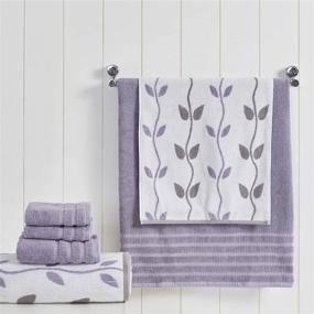 img 3 attached to 🌿 Amrapur Overseas 6-Piece Yarn Dyed Organic Vines Jacquard/Solid Ultra Soft 500GSM 100% Combed Cotton Towel Set [Grey Lavender]: Luxurious Organic Vines Jacquard Towel Set for Unmatched Softness