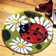 🐞 byyt latch hook kit rug pattern printed sewing kit - classic crochet needlework craft shaggy rug, cute carpet animal ladybug 025 - for kids & adults, 16" x 16 logo