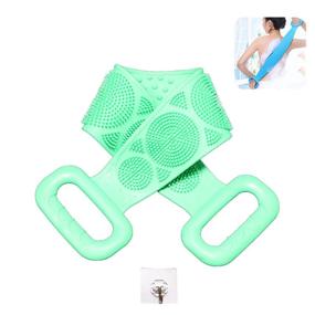 img 4 attached to 🛁 Green Silicone Bath Body Brush NOSUBO - Exfoliating Back Cleaning Body Scrubber, Shower Towel & Belt for Men and Women, Silicone Body Wash Scrubber