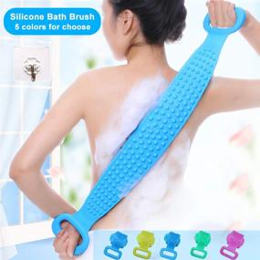 img 3 attached to 🛁 Green Silicone Bath Body Brush NOSUBO - Exfoliating Back Cleaning Body Scrubber, Shower Towel & Belt for Men and Women, Silicone Body Wash Scrubber