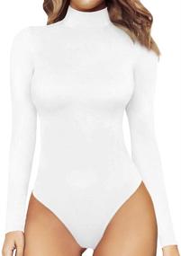 img 4 attached to Mangopop Womens Sleeve Bodysuits Jumpsuits Women's Clothing in Bodysuits