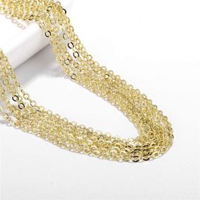 img 3 attached to Bulk Wholesale 12 PCS Gold Plated Flat Cable Chain Necklace Chains - Brass Finished for Necklace Making