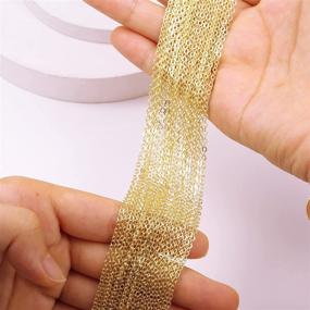 img 2 attached to Bulk Wholesale 12 PCS Gold Plated Flat Cable Chain Necklace Chains - Brass Finished for Necklace Making