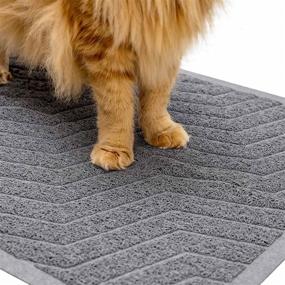 img 4 attached to 🐾 WePet Large Cat Litter Mat - 35 x 23 Inch Premium Durable PVC Rug, Trapping Mesh Design, Urine Waterproof, Easy to Clean, Washable, Scatter Control, Litter Box Carpet - No Phthalate