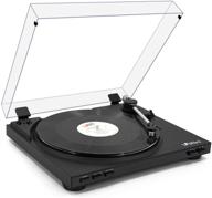 🎵 lp&no.1 pro usb record player: automatic belt-drive turntable with die-cast aluminum platter, dust cover, and moving magnet cartridge - black logo