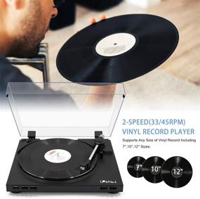 img 1 attached to 🎵 LP&No.1 Pro USB Record Player: Automatic Belt-Drive Turntable with Die-Cast Aluminum Platter, Dust Cover, and Moving Magnet Cartridge - Black