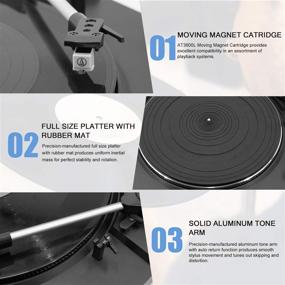 img 2 attached to 🎵 LP&No.1 Pro USB Record Player: Automatic Belt-Drive Turntable with Die-Cast Aluminum Platter, Dust Cover, and Moving Magnet Cartridge - Black