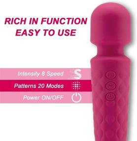 img 3 attached to Rechargeable Mini Wand Massager - Upgraded Portable Personal Body Massager with 8 Speeds, 20 Vibration Modes for Neck, Shoulder, Back - Waterproof & Wireless - Rose