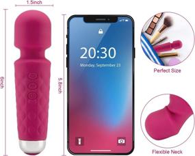 img 2 attached to Rechargeable Mini Wand Massager - Upgraded Portable Personal Body Massager with 8 Speeds, 20 Vibration Modes for Neck, Shoulder, Back - Waterproof & Wireless - Rose