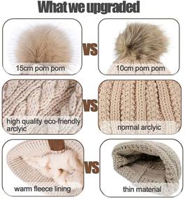 img 2 attached to ❄️ Alepo Winter Beanie Hat for Women - Cozy Knitted Cap with Fleece Lining and Pom Pom, Perfect for Skiing