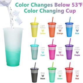 img 2 attached to Color Changing Reusable Plastic Tumblers with Lids & Straws - Large 24oz Cups 🥤 for Adults, Kids, Women - Party, Cold Drinks, Drinking Tumbler Cups - Bulk Set of 9