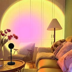 img 3 attached to 🌅 Adjustable Sunset Projection Lamp - Romantic LED Night Light Projector with Floor Stand, Ideal Sunlight Lamp Visual for Bedroom Living Room Decor - 180 Degree Rotation and USB Charging