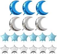 36-inch crescent moon shaped mylar balloons - pack of 18 moon and star 🎈 party balloons for birthday, anniversary, celebratory gatherings, weddings, baby shower decorations - blue and silver логотип