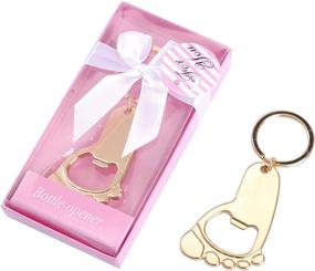 img 4 attached to 🍼 IBWell 20PCS Baby Shower Bottle Opener Party Favors: Bulk Baby Footprint Keychain Souvenirs - Perfect for Baby Birthday, Wedding Giveaways, and Pink-Themed Parties