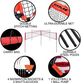 img 2 attached to 🏐 FITPLAY Four Square Volleyball/Badminton Net Set: Adjustable Height, Easy Set Up, Portable Outdoor Game Set for 2-4 Players - Ideal for Kids and Adults!