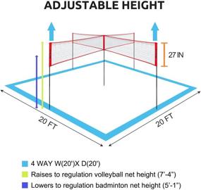 img 3 attached to 🏐 FITPLAY Four Square Volleyball/Badminton Net Set: Adjustable Height, Easy Set Up, Portable Outdoor Game Set for 2-4 Players - Ideal for Kids and Adults!