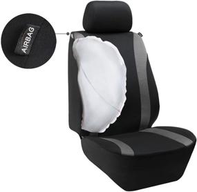 img 2 attached to Elantrip Waterproof Front Seat Covers Car Water Repellent Bucket Seat Cover Universal Fit Airbag Armrest Compatible Black And Grey 2 PC
