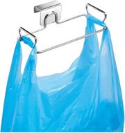 🗑️ idesign classico metal over the cabinet plastic bag holder for kitchen, pantry, bathroom, dorm room, office - chrome finish logo